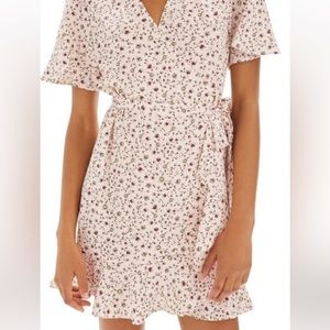 Topshop ruffle wrap dress in pink. Size 2